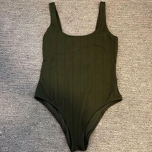 Dark Olive Green Cheeky Scoop Back Swimsuit